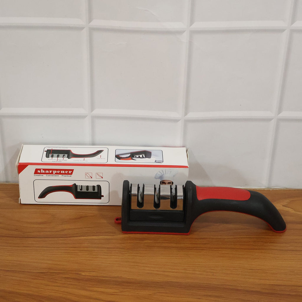 Kitchen sharpener tool in use enhancing cutting performance