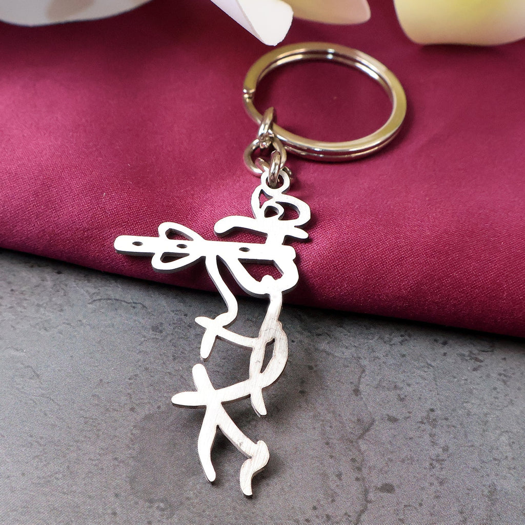 Krishna flute design stainless steel keychain with spiritual motif