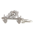 Durable metal Krishna Flute Keychain with auspicious peacock feather.