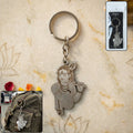 Lord Krishna engraved metal keychain with detailed design
