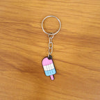 Keychain featuring bright multicolor popsicle cartoon charm