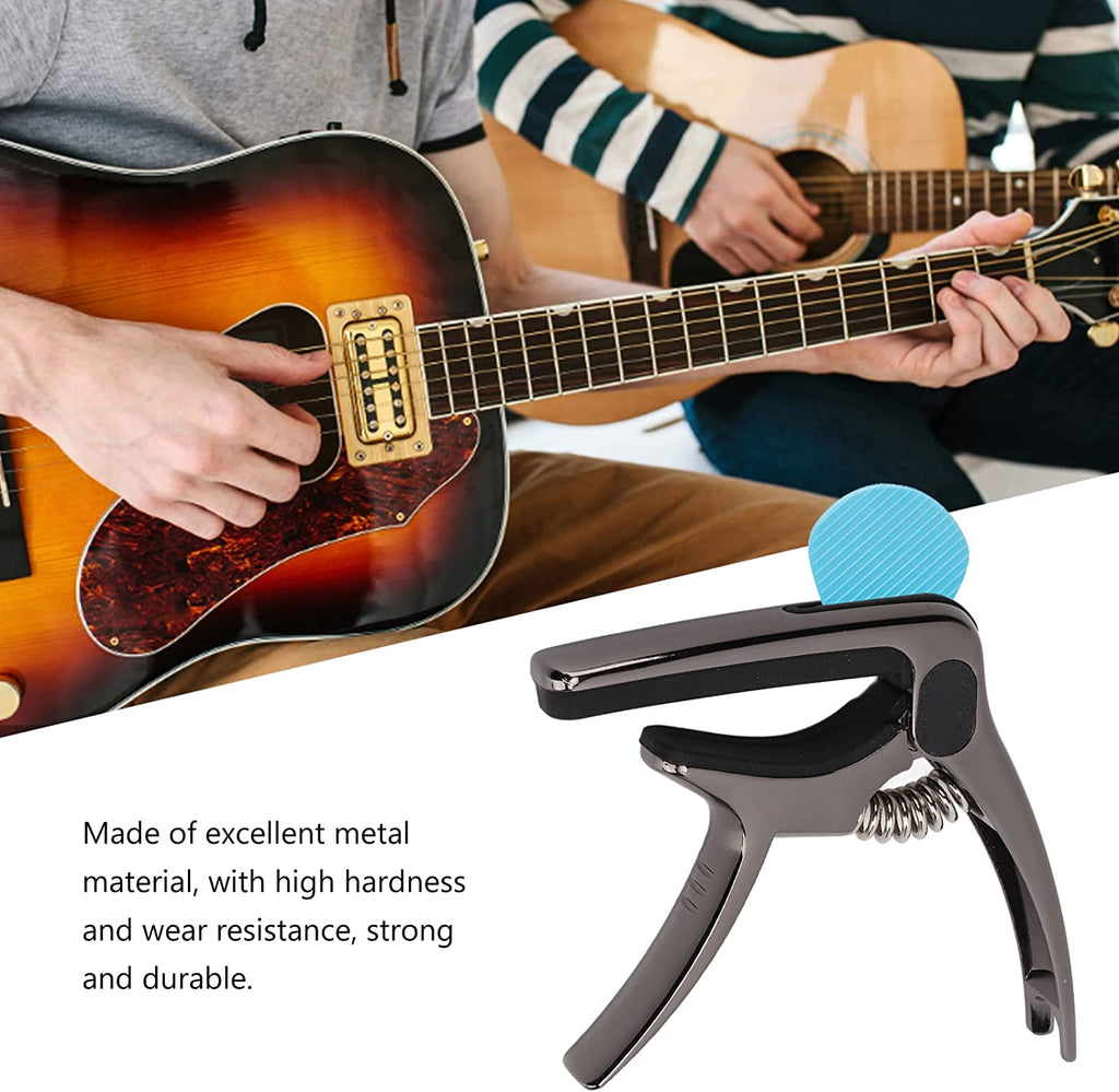Side profile of the Wagtail guitar capo, highlighting its durable plastic construction.