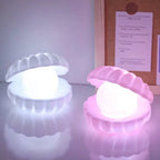 A beautiful Pearl Shell Night Lamp displayed as a decorative desk light.