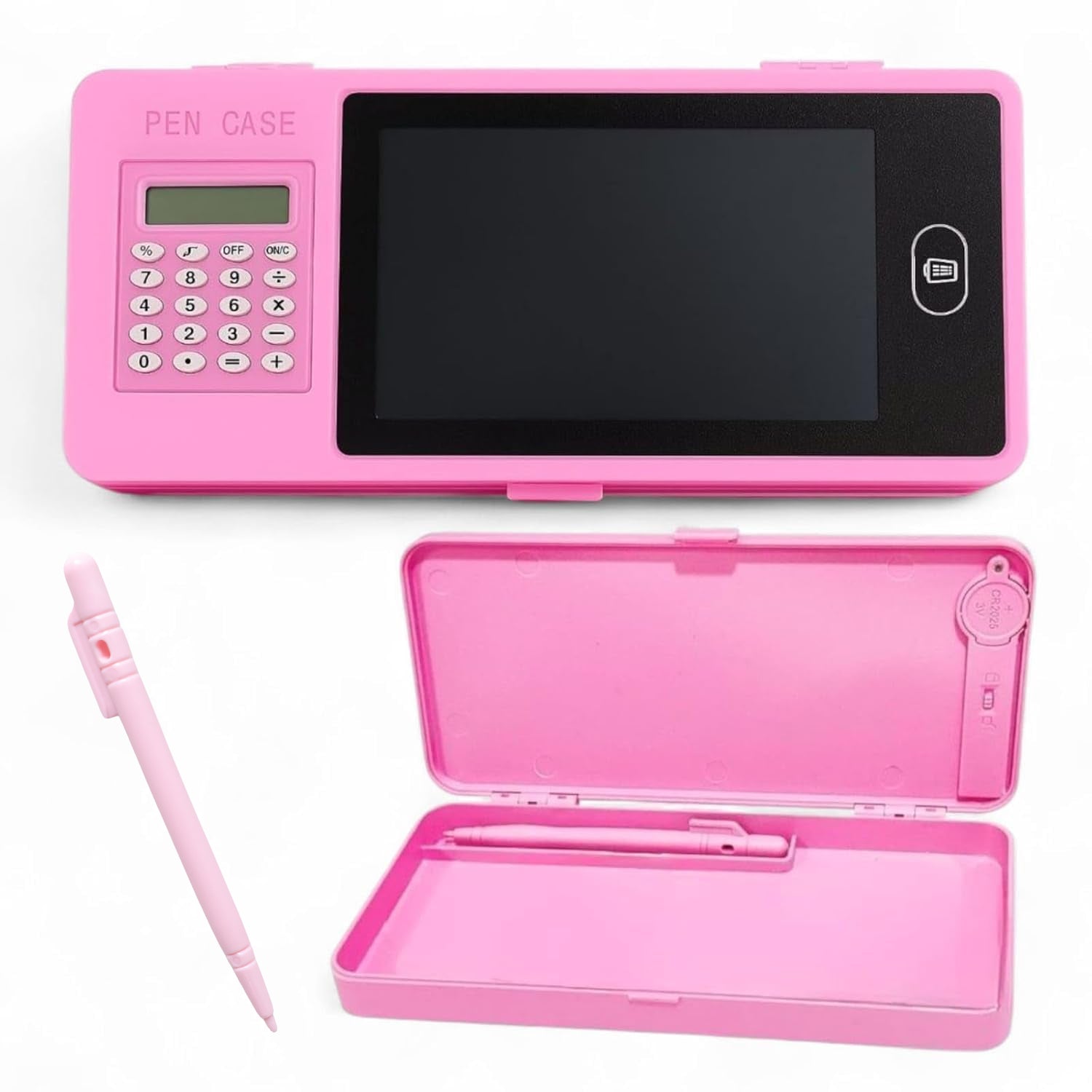 Multifunction pencil case with LCD writing screen