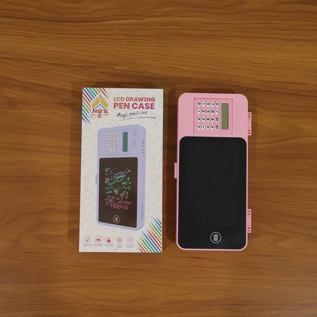 Electronic pencil case with LCD writing pad for quick notes