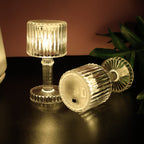 6-piece set of LED crystal effect table lamps emitting warm light