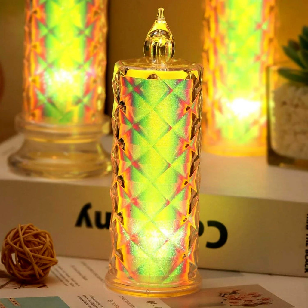 Battery-powered LED candle lights with smooth multicolor transitions