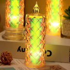 Battery-powered LED candle lights with smooth multicolor transitions