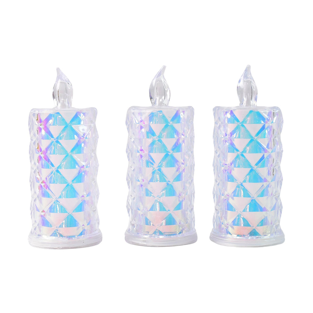 Set of LED decorative candle lights emitting vibrant multicolor glow