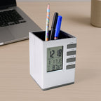Compact cube digital desk clock with sleek modern design suitable for desks