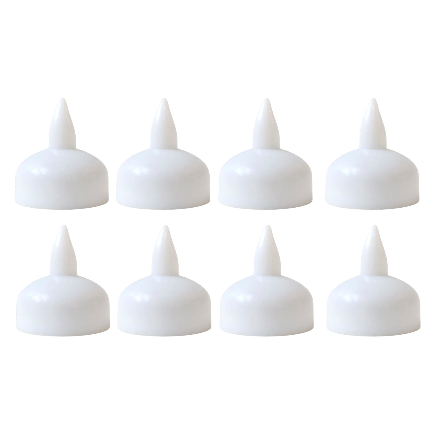 Close up of round LED flameless tealight candle showcasing smooth design and warm light