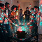 Close-up of the LED Disco Light Projector projecting a swirling galaxy of colors.