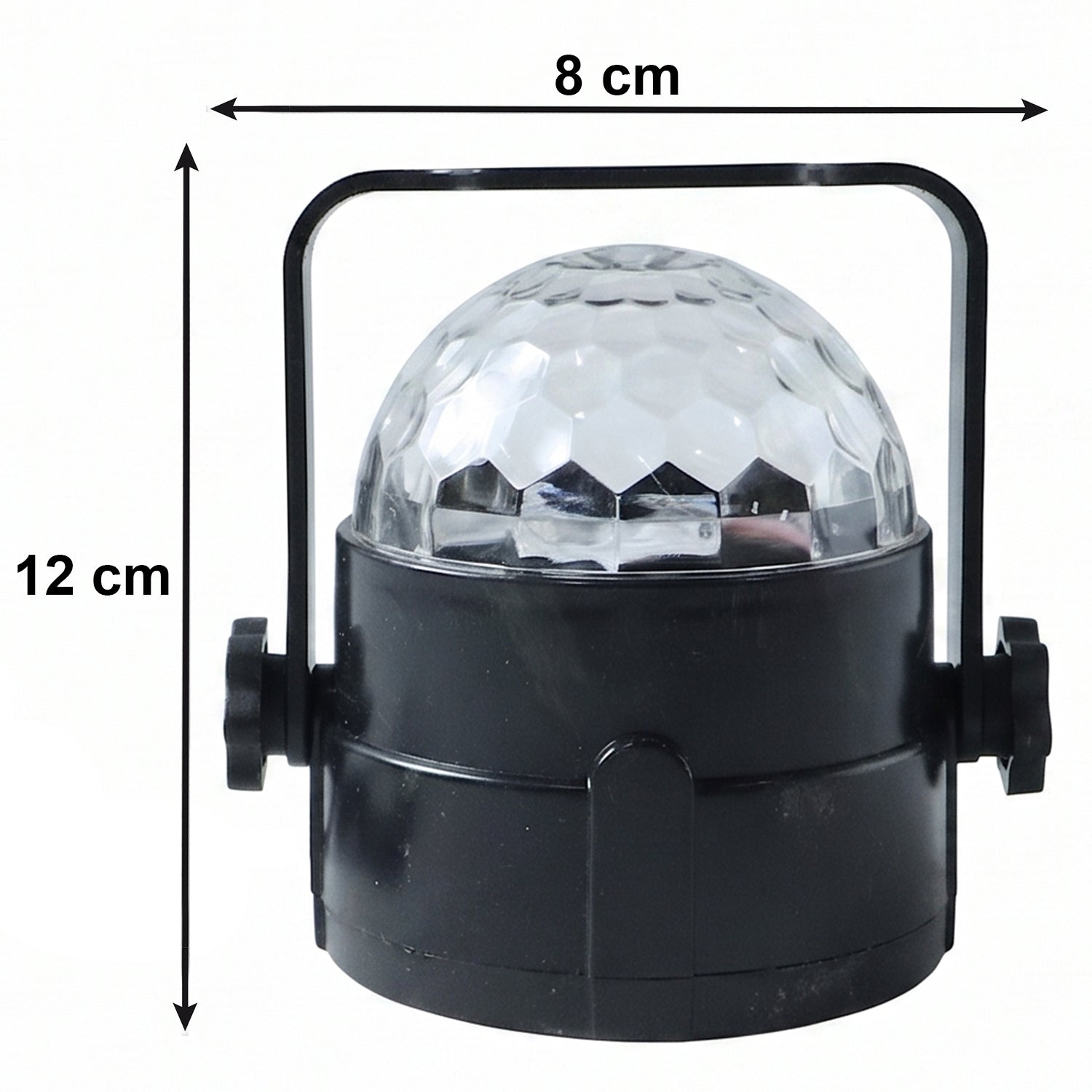 Side view of the USB party light projector showing its adjustable stand.