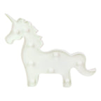 Close up of LED unicorn decorative night light with pink design