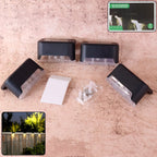 Main view of 4-piece Garden Vera solar stair lights, showing their compact design.