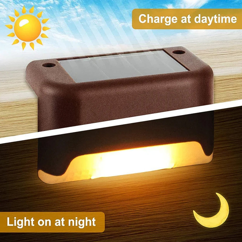 Front angle of a solar garden light, emphasizing its sleek and modern design.