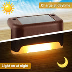Front angle of a solar garden light, emphasizing its sleek and modern design.