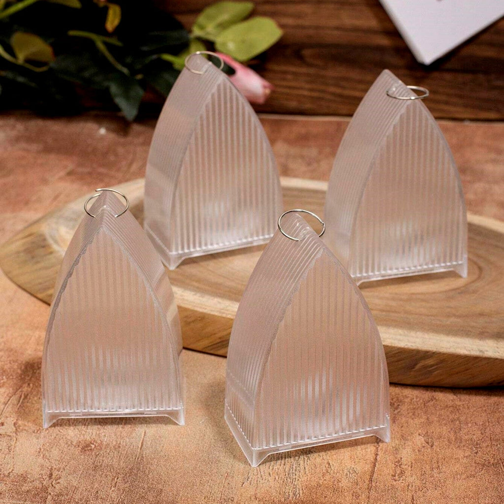 Close up of ribbed transparent LED candle light design