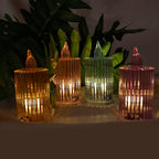 Set of 24 LED flameless candles with ribbed crystal-effect body