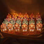 Pillar style LED flameless candle lights with decorative design