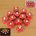 Mix color heart shaped LED tea light candles glowing warmly