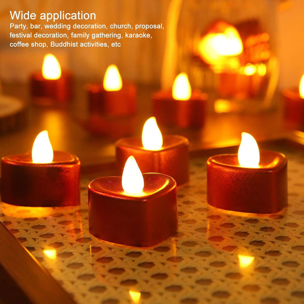 Heart shaped colorful LED tea light candle battery operated safe lighting