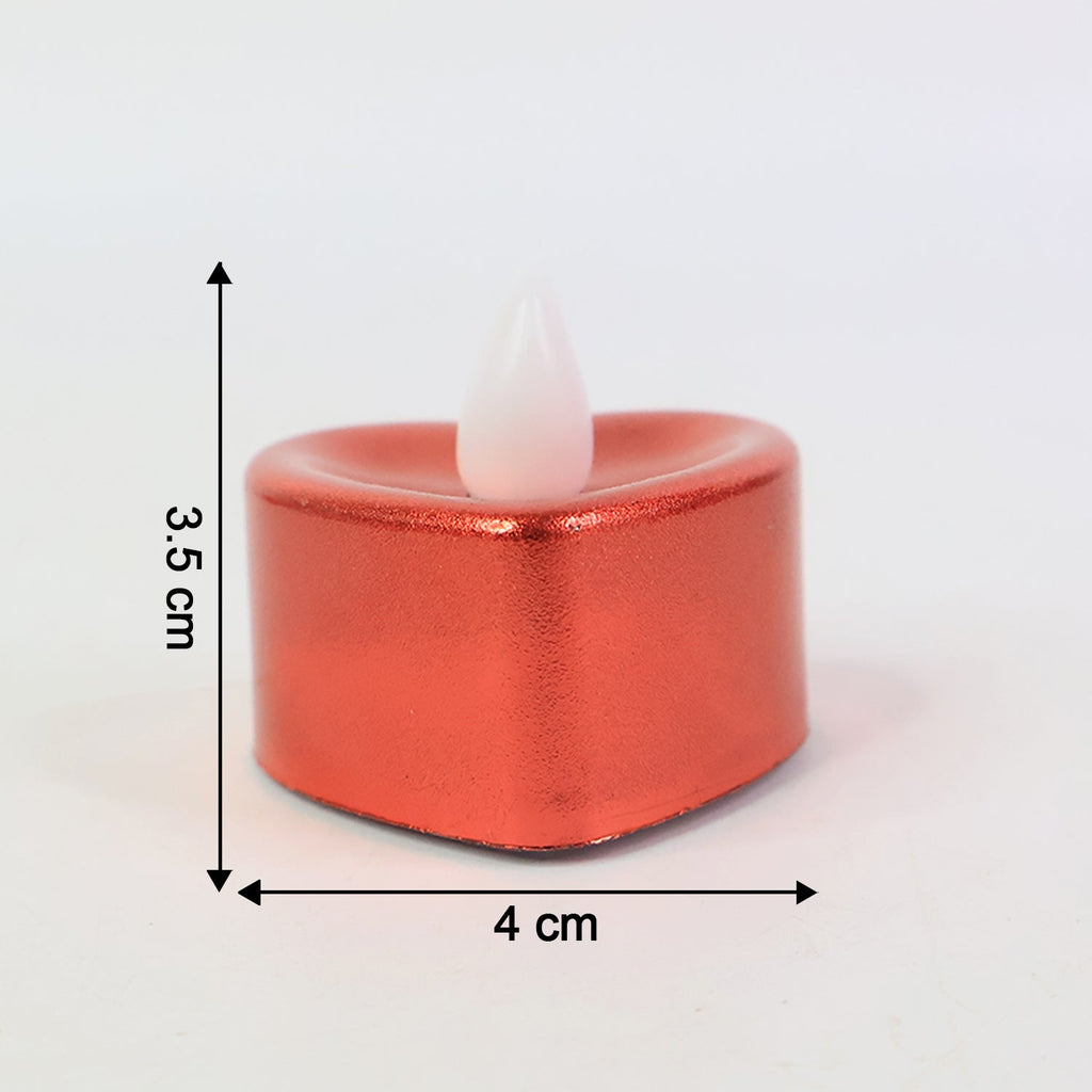 Romantic LED candles shaped like hearts with flickering light effect