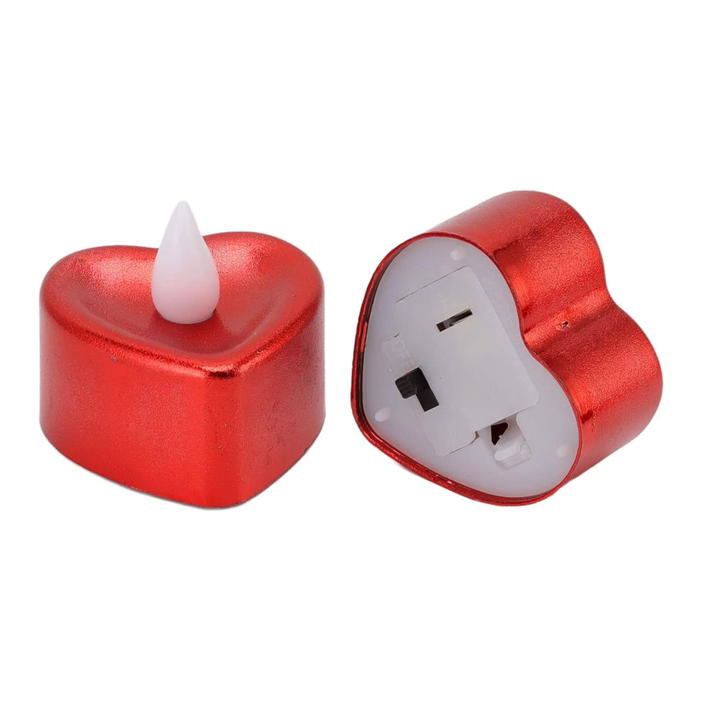 Decorative LED heart shaped tea light candles with flickering warm glow