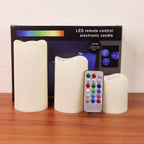 Set of 3 LED flameless candles creating cozy, safe ambient lighting