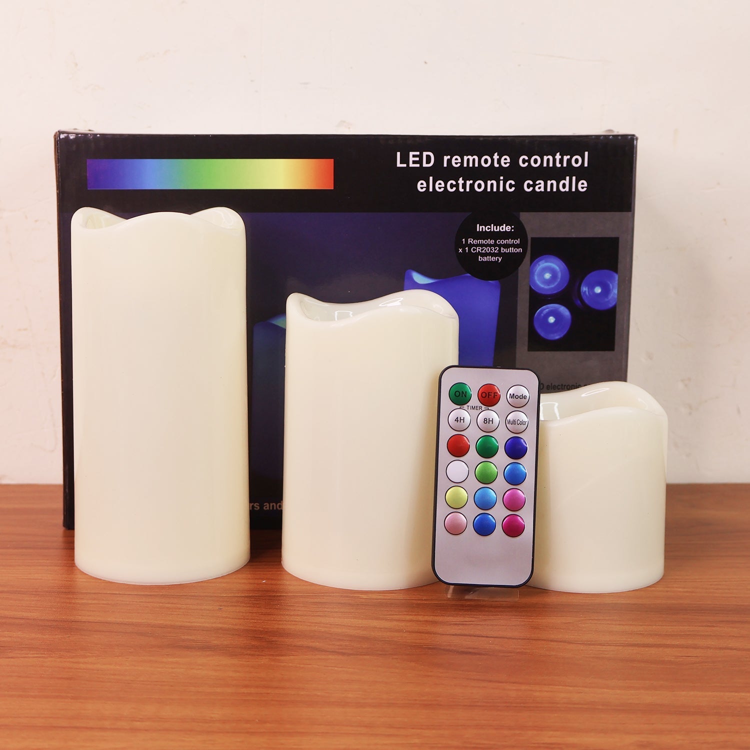 Set of 3 LED flameless candles creating cozy, safe ambient lighting