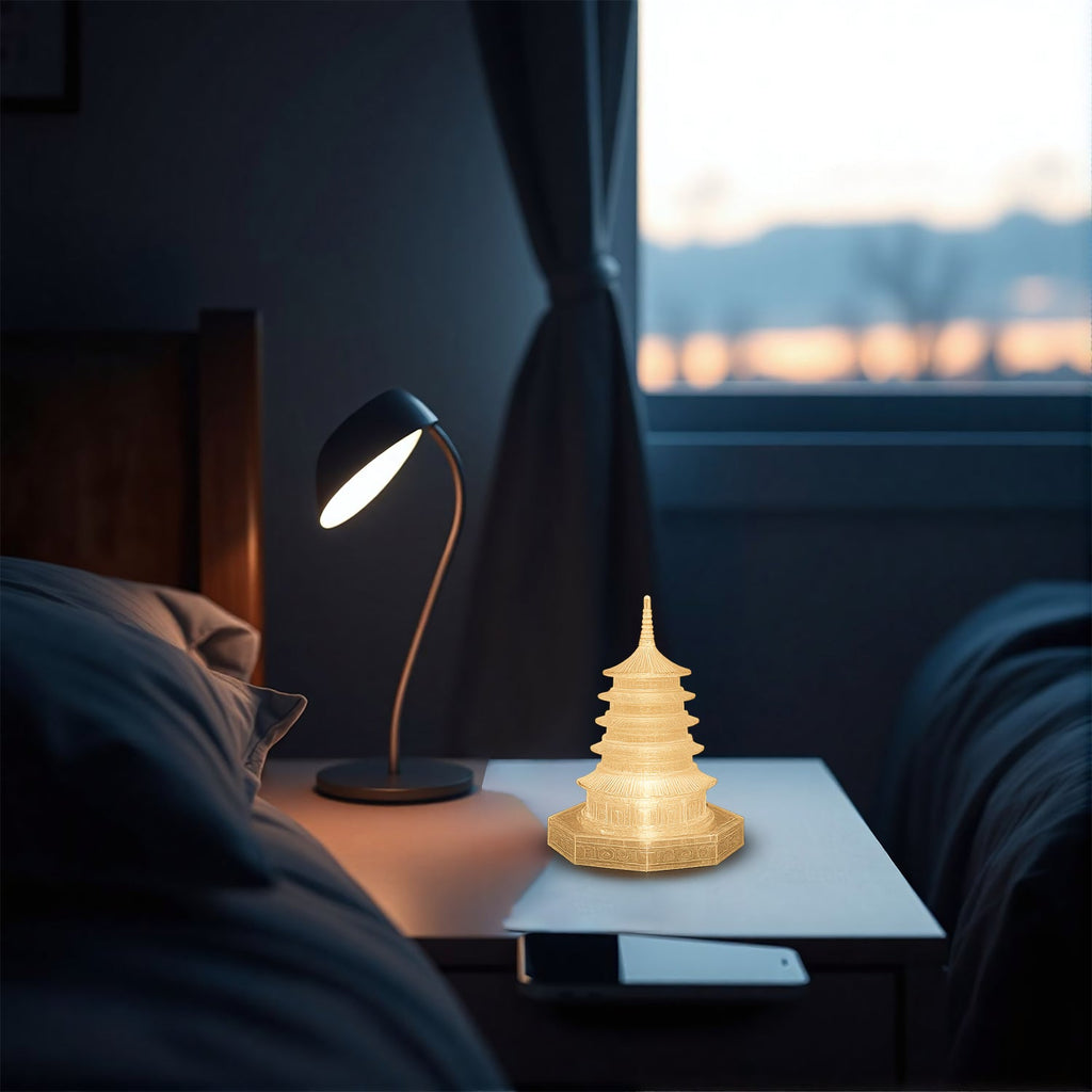 Angled view of LED Crystal Pagoda decorative light