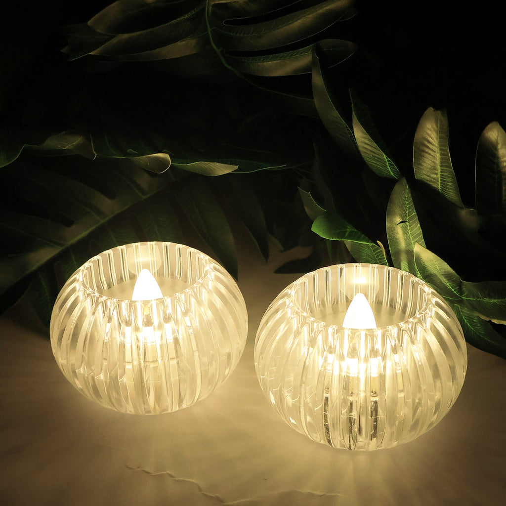 LED crystal-effect flameless candles providing smoky-free decorative lighting