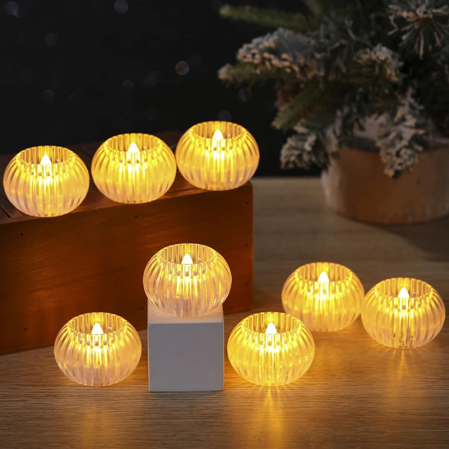 Set of elegant LED flameless candles with realistic flickering flame effect