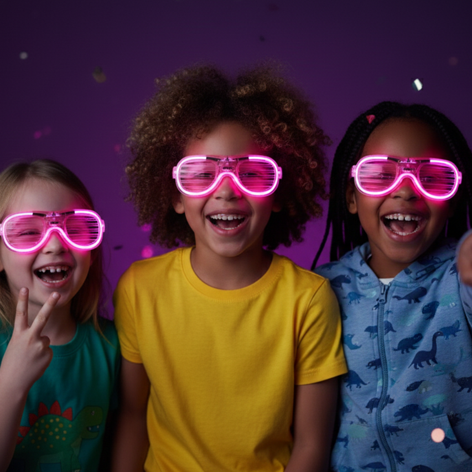 Glowing LED party glasses illuminating vibrant colors