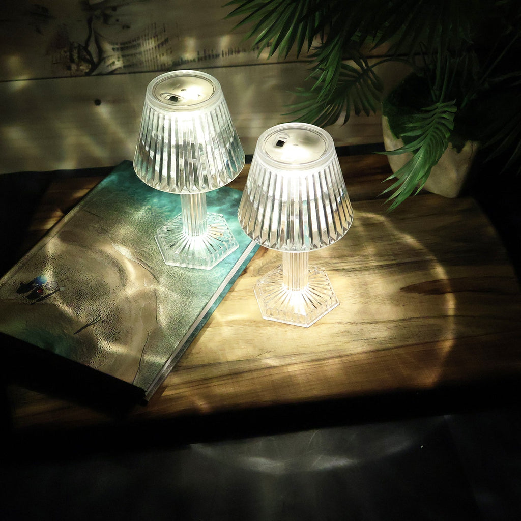 Set of crystal style LED lamps without open flame or smoke