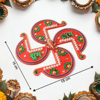 Religious Acrylic Swastik Wall Hanging with golden accents and decorative stones