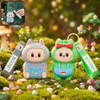 Cartoon style silicone mini pouch keychain in vibrant design