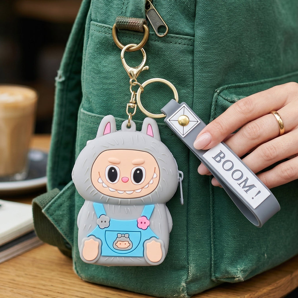 Small cartoon pouch keychain suitable for coins and keys