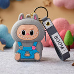 Cute cartoon silicone mini pouch keychain with strap for keys and small essentials