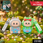 Teddy bear silicone mini pouch keychain with cartoon design