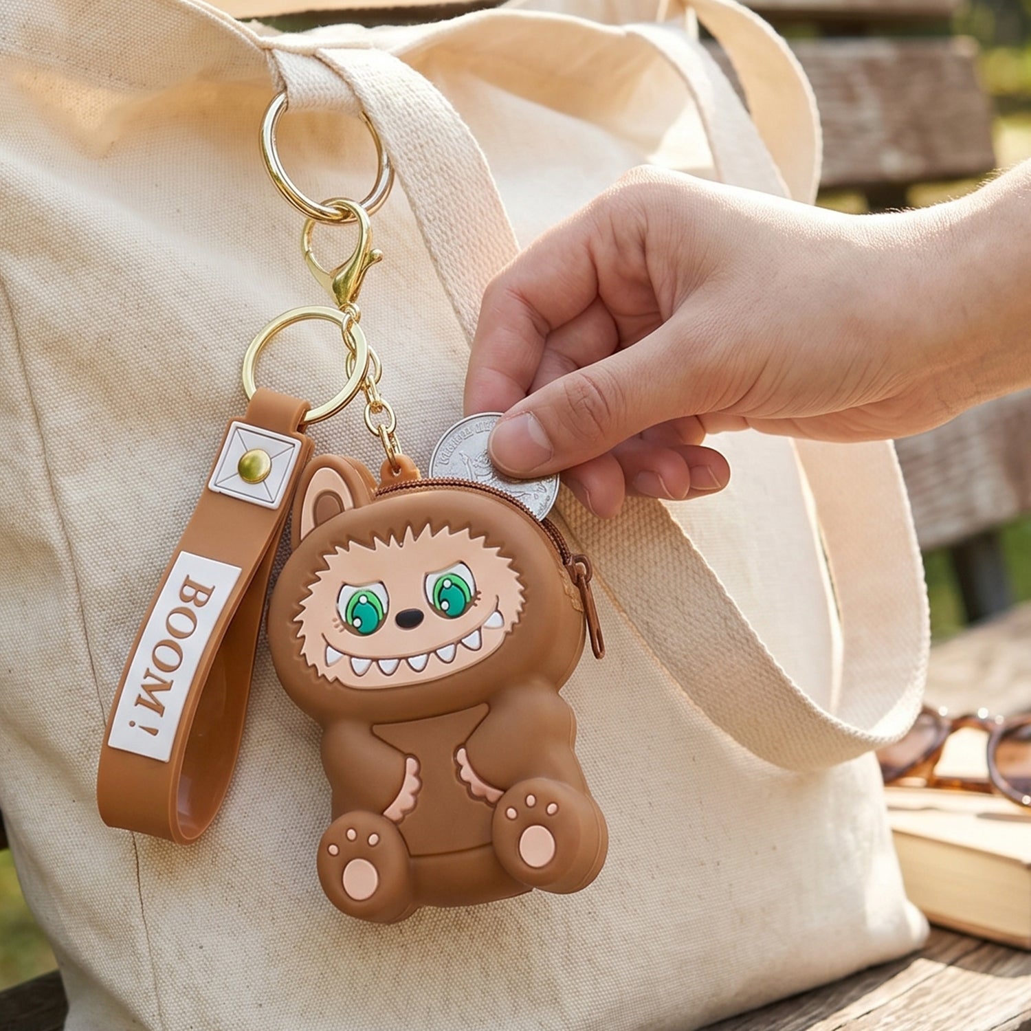 Small silicone storage pouch keychain ideal for daily organization