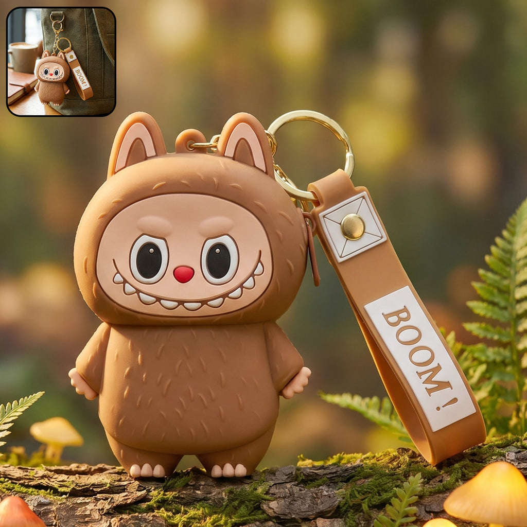 Cute cartoon style silicone mini pouch keychain with strap for daily use