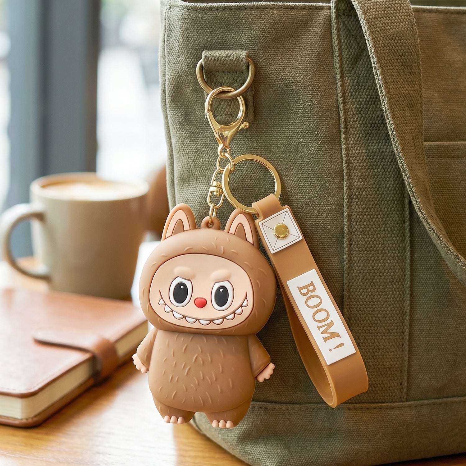 Cute character silicone pouch with strap for easy handling