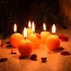 Six-piece set of traditional Indian laddu wax candles for celebration lighting