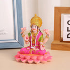 Lakshmi Mata idol sitting gracefully on lotus in vibrant multicolor finish