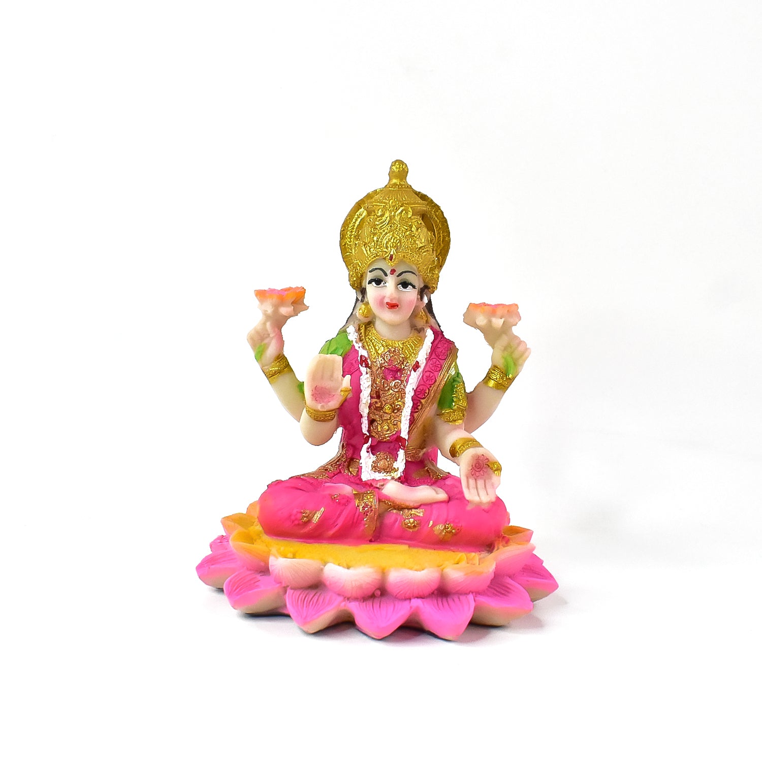 Elegant Lakshmi Mata idol on lotus base for home temple decoration