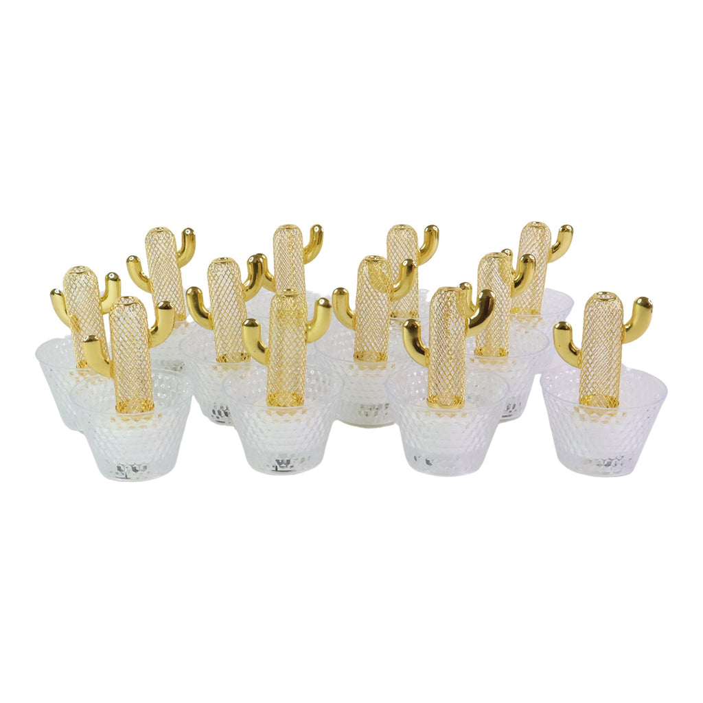 Warm glowing cactus shaped LED tealight candle suitable for festivals and parties