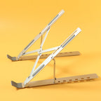 Side view of aluminium adjustable laptop stand folded