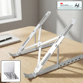Adjustable foldable laptop stand elevating laptop on desk