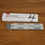 Ergonomic foldable laptop stand used in a home workspace